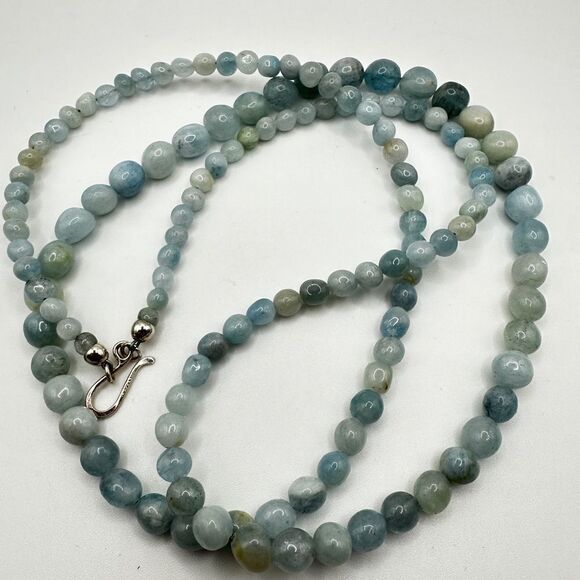 36" Jay King graduated aquamarine stone beaded necklace with 925 hook clasp! - Picture 7 of 13